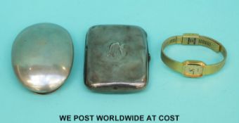 A hallmarked silver cigarette case (63g),