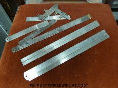 A quantity of metal rules and a Browne & Sharpe gear tooth caliper