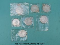 Six VF WW1 era halfcrowns together with a F-VF 1930 example.