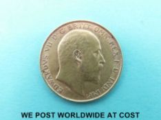 A 1910 Edward VII gold half sovereign
