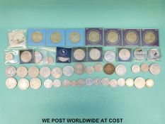 A collection of modern crowns £5 coins, £2 coins etc.