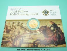 Royal Mint 2008 half sovereign in original pack encapsulated
