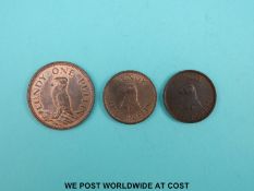 Lundy Puffin 1929 EF with lustre, together with two 1929 half Puffins,