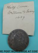 William and Mary 1689 half crown F-VF