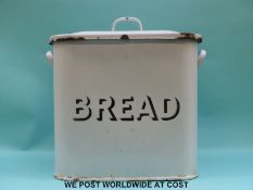 A retro enamel bread bin,