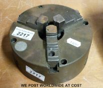 A three jaw lathe chuck by Burnerd