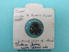A Judean bronze Lepta coin (widow's mite) of Pontius Pilate