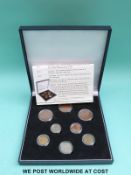 A London Mint office cased set of 20thC pre-decimal coins to include a 1946 threepence,