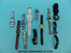Eleven gentleman's wristwatches including Gucci, Zurich Sports etc.
