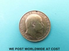 A 1910 Edward VII gold half sovereign