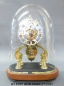 A late 19th century brass skeleton clock with unnamed single fusee movement,