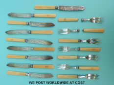 A quantity of Victorian hallmarked silver bladed cutlery,
