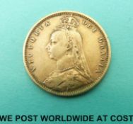 An 1892 Queen Victoria Jubilee head, gold half sovereign,