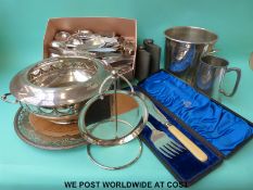 Three napkin rings two hallmarked silver,