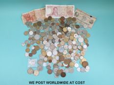 An amateur collection of overseas coinage, 19th century onwards with some banknotes,