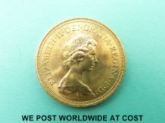 A 1974 Elizabeth II second head gold full sovereign