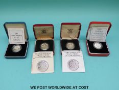 Four cased Royal Mint £1 silver coins, 1983, 1983,