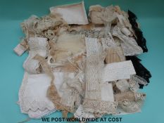A box containing a quantity of 19th/20th century lace to include items purchased from Preston Bros,