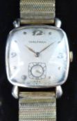 Waltham 14ct gold gentleman's wristwatch with inset subsidiary seconds dial and gold hands and