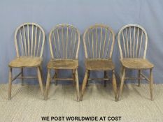 Four elm seated Windsor kitchen chairs
