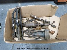 A quantity of tools to include a Dunlop Junior car foot pump, PCL Royal example,