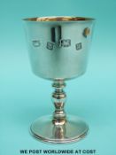A Mappin and Webb feature hallmarked silver goblet with gilt wash interior, Birmingham 1971,