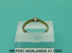 A Clogau 9ct gold ring set with a solitaire diamond in original box with certificate (Size N)