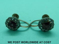 A pair of Victorian earrings set with paste stones