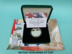 A 2004 Entente Cordiale silver proof piedfort crown, cased with certificate no.