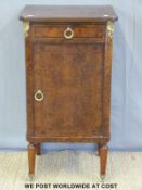 A French walnut pot or bedside cupboard with ormolu mounts (W44 x D47 x H82cm)
