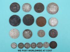 A cachet of Victorian etc. Canadian and colonies silver coinage to include Jamaica 1893 penny etc.
