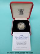 A 1994 £2 silver proof piedfort coin cased with certificate