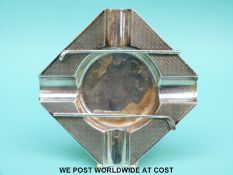 A hallmarked Art Deco style silver ashtray, Sheffield 1954, Mappin & Webb, 10.
