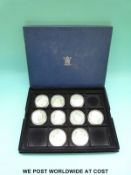 Nine silver 25 dollar 2003 Solomon Islands crown sized coins, commemorating famous aircraft,