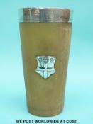 A Victorian hallmarked silver mounted horn beaker 
