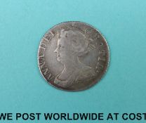 Queen Anne 1708 plumes sixpence,