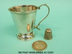 An Edward VIII hallmarked silver christening cup, height 7cm,