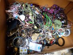 A collection of costume jewellery to include bracelets, necklaces etc.