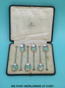 A cased set of six Mappin & Webb hallmarked silver seal top spoons,