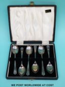 A cased set of six hallmarked silver teaspoons,