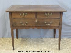 A 19thC mahogany desk/ sidetable fitted two over one long drawer,