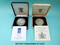 A Falklands Islands 1991 silver proof crown sized £2 coin,