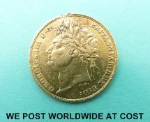 An 1823 George IV gold half sovereign, shield reverse.