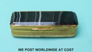 A double sided banded agate gilt metal vesta,