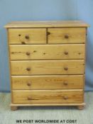 A pine chest of two over four drawers (W85 x D40 x H96cm)