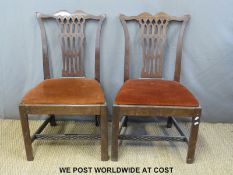 A pair of Georgian Chippendale style dining chairs