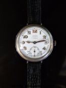Mappin & Webb Campaign silver gentleman's military officers wristwatch with inset subsidiary