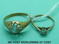 Two 9ct gold rings set with paste