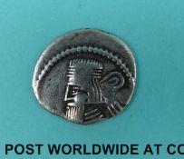 Ancient Parthian silver coin Gotarzes II 40-51 AD, approximately 20mm diameter, 3.