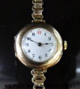 Creadnough Swiss made 9ct gold ladies wristwatch with Arabic numerals,